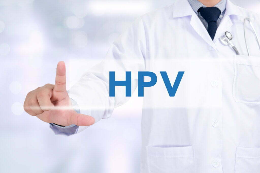 HPV CONCEPT Medicine doctor working with computer interface as medical