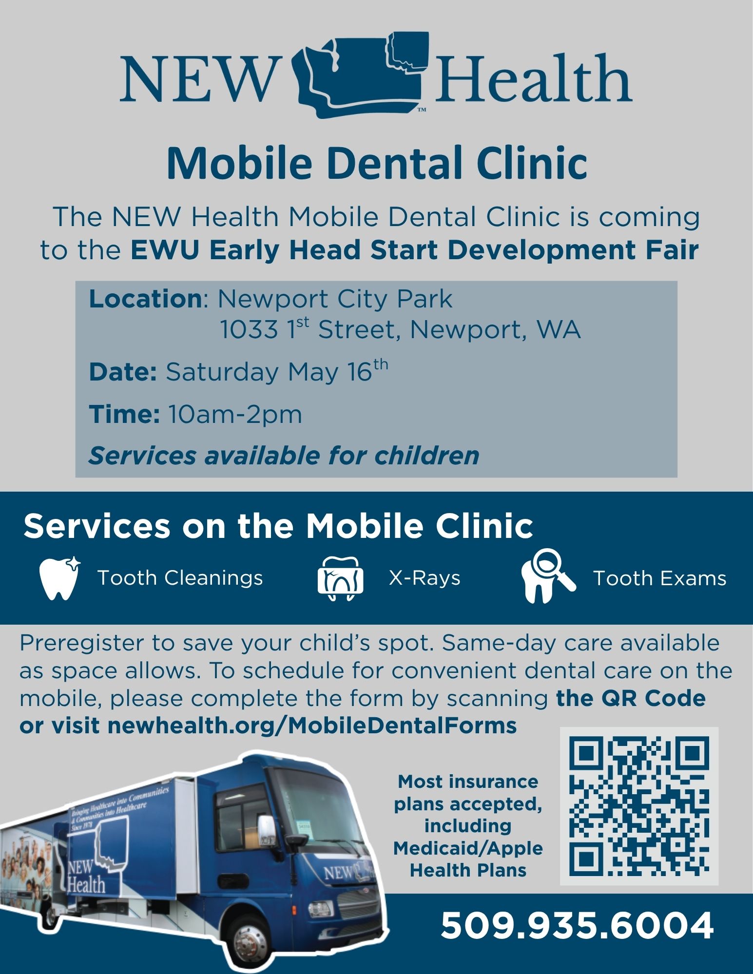NEW Health bringing the Mobile Dental Clinic to the EWU Development Fair Event